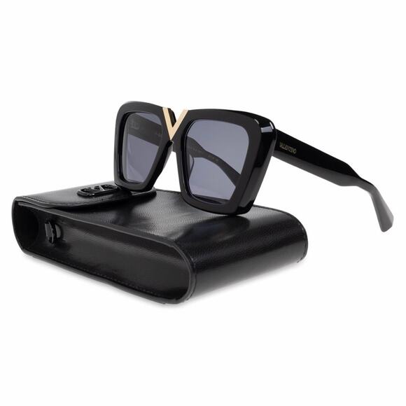 New! Valentino V GOLD || VLS 161A, Black Sunglasses with Gold Detail, Authentic